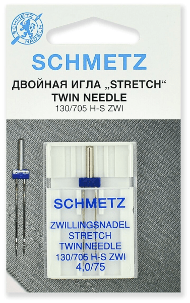 Иглы Schmetz стрейч двойные 130/705 H-S ZWI 4,0/75, 1 шт в Ярославле
